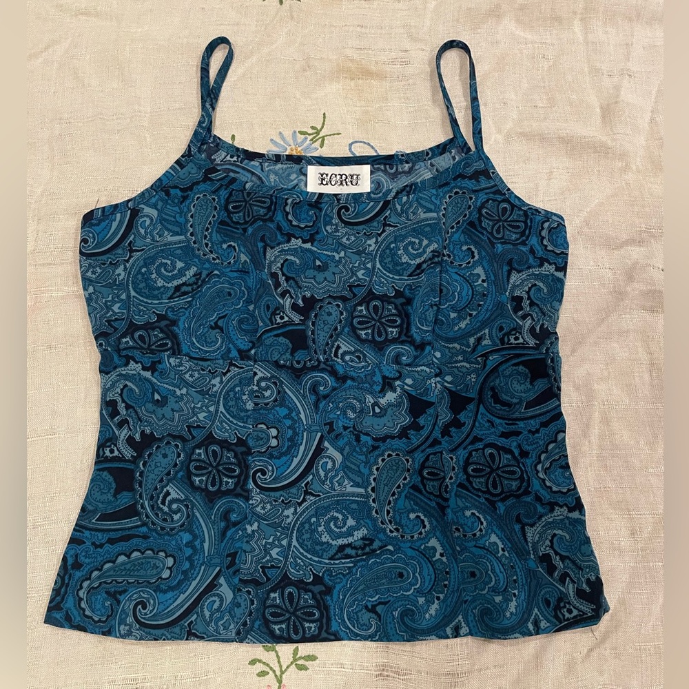 Y2K Ecru paisley tank top Size S